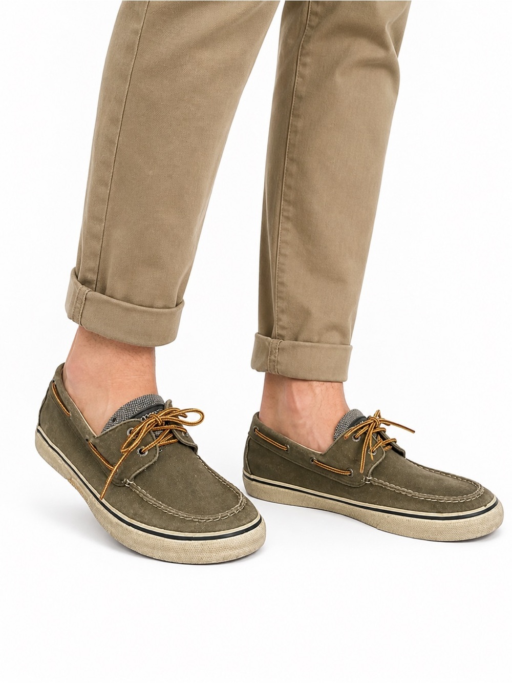 Size 11 Sperry Men’s Striper CVO Canvas Boat Shoes Olive‎ Deck Sneakers Casual